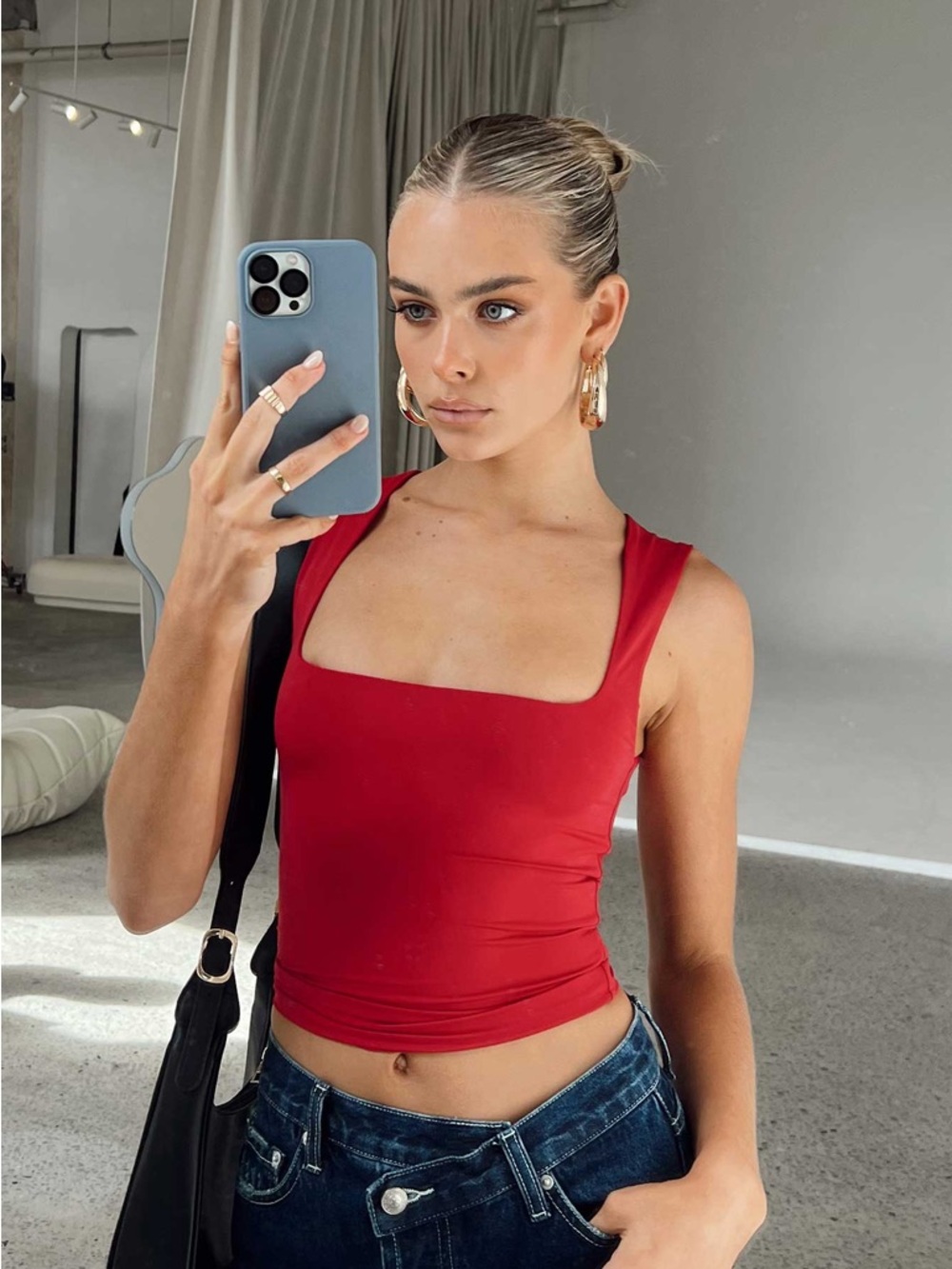 Princess Polly Red Square-Neck Tank Top